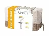 Gillette Venus SUMMER BAG, Comfortglide RASOIO DONNA SPECIAL EDITION FORMENTERA, Lamette A 5 Lame, Rasatura Liscia E Profonda, 1 Manico + 3 Lamette Cocco Plus Olaz, Idea Regalo Estate KIT VIAGGIO
