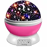 Moredig - Luce Notturna Bambini, Proiettore Stelle Soffitto Bambini con 8 Colori & 360° Rotazione, Lampada Stelle Lampada Proiettore Bambini, Regalo Neonato Femmina, Compleanno, Regali Natale - Rosa