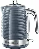 Russell Hobbs Bollitore Acqua Elettrico, 1.7 L, 2400 W, Filtro Anticalcare rimovibile e lavabile, Energy saving ok, Inspire Grigio 24363-70, [Esclusiva Amazon]