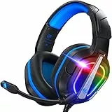 Fachixy FC200 Cuffie Gaming per PS4 PS5 PC Xbox Nintendo Switch, con Luce RGB, Microfono, Audio Stereo, con Cancellazione Del Rumore con filo -Blu