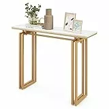 COSTWAY Tavolo Consolle 110cm, Tavolo da Ingresso con Piano in Finto Marmo, Struttura in Metallo e Poggiapiedi Regolabili, Tavolino da Divano Moderno per Salotto, Corridoio e Ingresso (Oro)