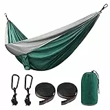 Yumcute Amaca da Campeggio of Amaca da Giardino Ultraleggera Robusta Amaca da Viaggio,Capacità di Carico Fino a 300kg of Amaca da all'aperto,con Borsa da Viaggio da Esterno,300 x 200cm Grigio e Verde