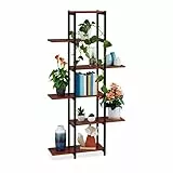 Relaxdays Scaffale Portavasi, 6 Ripiani, Mobile Portafiori Metallo, 150 x 78 x 24 cm, Tavolino Vasi, Nero Marrone Scuro, 1 pz