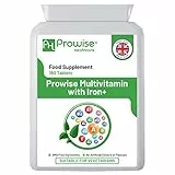 Multivitaminico Completo con Ferro 180 compresse (scorta 6 mesi) | Integratore Multivitaminico Giornaliero | Supporto Immunitario Vegano | Prodotto nel Regno Unito da Prowise Healthcare Standard GMP