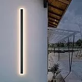 Klighten Lampada da Parete Esterno LED IP54 Impermeabile Lunghe Interno Nero Applique da Parete, 150CM/45W Metallo Acrilico Moderna Luci Esterne Parete, Bianco Caldo 3000K, per Giardino Garage Patio