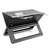 Relaxdays Grill Portatile, Griglie di Cottura e per Carbonella, Pieghevole, Picnic e Campeggio, 30,5x30x45,5 cm, Nero
