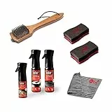 Weber 17894 - Set di pulizia per barbecue a carbonella, 6 pezzi, composto da spugna, panno in microfibra, detergente, spazzola per barbecue e spray antiaderente