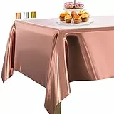 PartyWoo Tovaglia Lamina d'Oro Rosa, 137 x 274 cm, Tovaglia in Foglio Alluminio per Tavolo, Plastica Tovaglia Impermeabile per Feste, Compleanni, Matrimoni (1 Confezione)