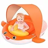 Peradix Salvagente per Bambini con Tettuccio, Galleggiante con Copertura Solare UPF50+, Sedile di Sicurezza Regolabile, Adatto per Galleggiante da Piscina per Bambini 6-24 Mesi (Arancia)