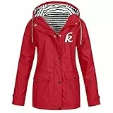 Lalaluka Giacca da donna e da uomo, per attività all'aperto, impermeabile, a vento, giacca invernale, Colore: rosso, XXXXL