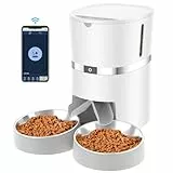 WellToBe Wifi Distributore Automatico di Cibo per Due Gatti, Alimentatore Automatico per Animali e Cani con Controllo App e separatore, Timer e di Registrazione del Suono Fino a 6 pasti al Giorno
