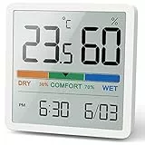 NOKLEAD Igrometro Termometro per interni - Indicatore digitale con sensore di monitoraggio della temperatura, Portable misuratore di umidità accurato per Ambiente Stanza monitoraggio (Bianco)