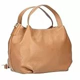 Borsetta Donna a spalla in vera pelle BC9003. Made in Italy (Cognac)