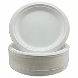 Piatti di carta super rigidi, extra resistenti, usa e getta, ecologici, biodegradabili e compostabili, 22,9 cm, confezione da 50 pezzi, perfetti per picnic, barbecue e feste