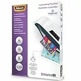 Fellowes fogli per plastificatrice A5 Enhance80, buste per plastificatrice formato A5, 80 Micron, confezione da 100 pouches per plastificare