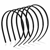 Hanyousheng 6 Pezzi 8mm Cerchietto Nero,Cerchietti per Capelli Donna, Cerchietto Sottile con i Denti Cerchietti, Bellezza Fasce di Plastica per Capelli Uomo e Donna