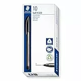 Staedtler Penna a sfera triangolare, inchiostro nero, larghezza linea F circa 0,7 mm, per scrittura rilassata, 10 penne a sfera nere in astuccio di cartone, 4320 F-9