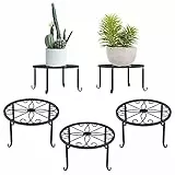 Lewondr Supporto vasi, Porta vasi per Fiori in Ferro Robusto Antirugine 3 Pezzi, Carico Massimo 45 kg, Accessori Giardinaggio, Supporto per Fiori da Interni, Esterni Giardino Casa, Camera - Nero
