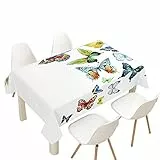 Hearda Tovaglia Antimacchia Rettangolare, Tovaglia da Tavolo Stampata Farfalla 3D Moderna Impermeabile per Decorazione Tavola da Pranzo Cucina Giardino Bar (Specie di Farfalle,100x140cm)