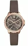 Fossil Orologio Izzy da donna, movimento multifunzione, cassa in acciaio inossidabile oro rosa 35 mm con cinturino in pelle, ES4889