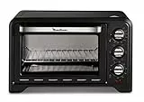 Moulinex Ox4448 Optimo Forno Elettrico Ventilato 19 Litri, Potenza 1380 W, Max 240°C, Forno per Pizza, Carne, Pesce, Dolci, Fornetto Elettrico con 6 Modalità di Cottura, Timer, 2 Accessori, Nero