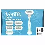 Gillette Venus Deluxe Smooth Sensitive, 6 Lamette di Ricambio (da 5 Lame) per Rasoio Donna, per una Rasatura Fluida Profonda Duratura, con Striscia Idratante