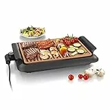 GOURMETmaxx Griglia elettrica da tavolo senza fumo | 2 superfici di cottura per risultati ottimali, adatta per uso interno ed esterno | rivestimento antiaderente in ceramica, max. 220 °C [1250 watt]