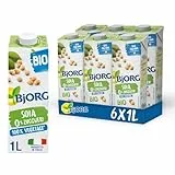 BJORG Bevanda di Soia Naturale 0% Zuccheri, Vegetale Biologica, Senza Glutine, Gusto Delicato, 6x1L
