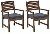 Amazon Aware - Panca da esterno imbottita in legno di acacia, finitura noce, portata 102 kg, set da 2