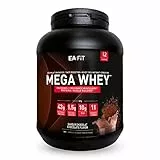 Proteine Whey Mega Whey EAFIT 750g, 100% Proteine in Polvere del Siero del Latte Istantaneo, Cioccolato, BCAA, Creatina, Aminoacidi Enzimi Digestivi, Massa Muscolare, Assorbimento Rapido, Whey Protein