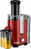 Russell Hobbs Spremiagrumi elettrico, Centrifuga frutta, apertura extra large per frutta e verdura di tutte le taglie, 2 velocità, 750 ml, 550 W, Desire Centrifuga Rosso, 24740-56