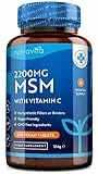 MSM 2200mg & Vitamina C - 365 Compresse Vegane - Metilsulfonilmetano con 80mg Vitamina C - 6 mesi di approvvigionamento - Prodotto da Nutravita