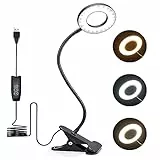 Lampada a clip Lypumso, lampada a clip da lettura LED, lampada a clip LED nera 360 ° 48 LED, letto ricaricabile USB 3-luminosità, lampada da lettura clip, viaggio, camera da letto