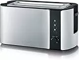Severin AT 2590 Tostapane Automatico, Circa 1400 W, Inserto per panini Integrato, 4 fette, Acciaio Inox, Edelstahl-gebürstet-Schwarz