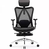 SIHOO Sedia Ufficio Reclinabile Ergonomica, Sedia da Scrivania con poggiapiedi, Sedia ergonomica con Schienale Alto con braccioli Regolabili, Rete Confortevole e Ruote Lisce (Nero)