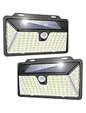 Kaulsoue Luce Solare Led Esterno - Luci Faretto Solari da Giardino IP65 Impermeabile 3 Modalità Lampada Faretti Solari Con Sensore di Movimento (128 LED-2 Pezzi)