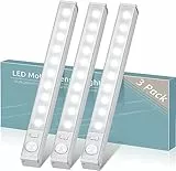 Luce con sensore a LED con 10 LED, dimmerabile, con sensore di movimento, per armadio/guardaroba/cucina, piccola lampada ricaricabile, lampada da cucina a LED intelligente (3 pezzi)