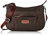 Hexagona Garni Croûte Cuir de Vachette, Paris Donna-Collezione Diversity-Testa di Moro-in Nylon Mano Spalla Piccola-Borsa a Tracolla, Marron Foncé, Taille Unique