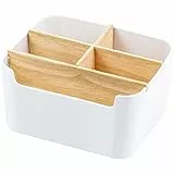 Organizer da scrivania, Lre Co.portapenne in legno Portaoggetti da scrivania Porta telecomando Scatola multifunzionale in legno Accessori da scrivania in bambù per occhiali da matita, cosmetici