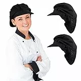 2 Pezzi Cappello da Cuoco Retina per Capelli da Cucina Nera Mezza Maglia Elastico Traspirante Retina per Capelli da Forno Donna Servizio di Catering Retina per Capelli con Tesa Cappello Chef