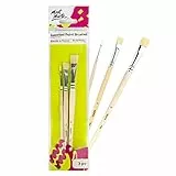 Mont Marte Pennelli Pittura per Principianti – 3 Pennelli a setole 4, 8, 12 – Set di Pennelli Ideale per Pitture ad olio, Vernici Acriliche, Gouache