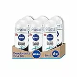 NIVEA Black & White Invisible Fresh Deodorante Roll-on 6 x 50 ml, Deo spray fresco e anti-aloni, Spray antitraspirante profumato che protegge pelle e vestiti