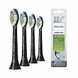 Philips Sonicare HX6064/11 Pack da 4 Testine di Ricambio W2 Optimal White Standard per Spazzolino Elettrico Sonico, con RFID, Per Denti Bianchi, Nero