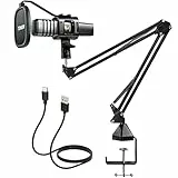 TONOR Kit microfono USB, set microfono a condensatore cardioide per PC per recording di podcast, gaming, streaming, canto, voice over, microfono da studio con supporto regolabile a braccio (TC30+)