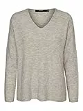 VERO MODA VMCREWLEFILE LS V-Neck Blouse Noos Maglione, Weiß, M Donna