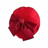 Zukmuk Cappello Berretto Bimba Inverno Autunno Cappellino e Nodo Elegante per Bimbina 2-6 Anni (Rosso, Taglia Unica)