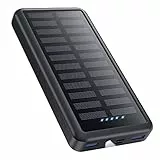 Pxwaxpy Power Bank 30800mAh, 15W PD 3.0A [USB C Uscita & Ingresso] Ricarica Rapida Caricabatterie Solare Portatile, 3 Uscita Powerbank con LED Torcia Batteria Esterna per iPhone Samsung Huawei ecc