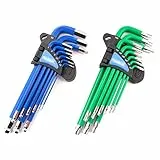 HemBorta® Chiavi a Brugola Metriche e Chiavi Torx di Sicurezza a Brugola 18PZ Set, Chiavi Esagonali Esagonali con Testa a Sfera 1,5-10mm Metriche e T10-T50 Estremità Cava Torx Stella Chiavi