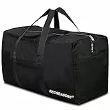 Borsa da viaggio extra grande, pieghevole, pieghevole, con tracolla, adatta per viaggi, campeggio, colore nero, Nero
