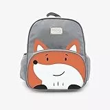 Nuvita 8740 | Zainetto Bambino | Borsa Portaoggetti| Borsa con Scomparti | Zaino Ergonomico per Bambini | Zaino con Cinghie Regolabili per Bambini in Età Prescolare | (1-3 anni) |Grigio/Volpe